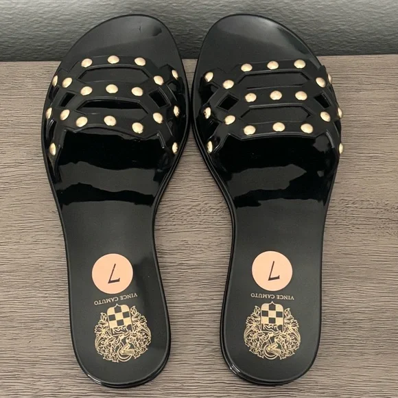 Vince Camuto • Carron Jelly Slide Sandals - Black w/ Gold Studs, Women’s Size 7 - Picture 2 of 14